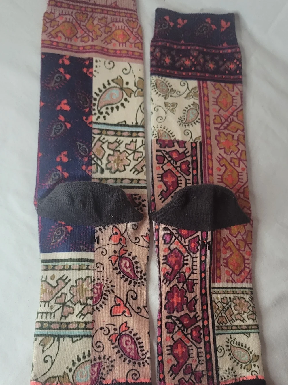 Stance Pink, Navy & Cream Patterned Crew Socks Size M